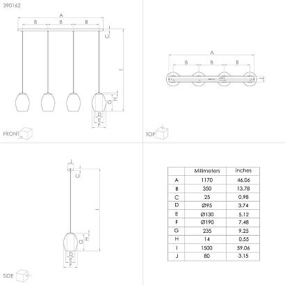 люстры 390162 люстра estanys 1, 4x40w (e27), сталь, черный  - стекло, коричневый, прозрачный,для использования с лампами накаливания, доставка по Казахстану 