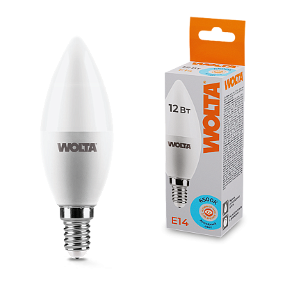 Светодиодная лампа WOLTA 25WC12E14  Свеча  C37 12Вт 1050лм 6500К Е14 1/50 купить в Алматы svet.kz