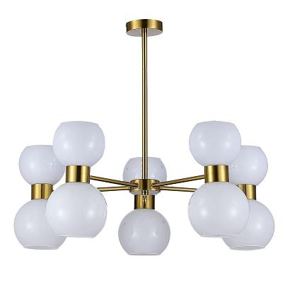 купить SLE1138-302-10 Люстра потолочная Латунь/Белый E27 10*60W в Алматы, svet.kz, доставка по Казахстану 