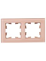 BRITE Рамка 2-мест. РУ-2-2-БрП стекло персиковый матовый IEK 