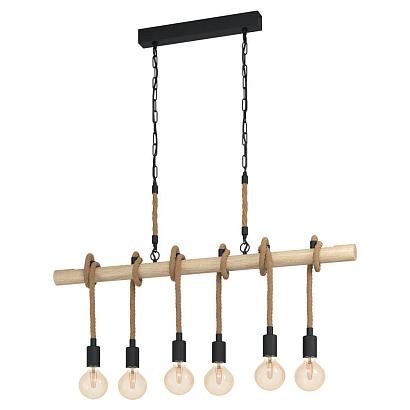 43319 подвес youngstown, 6х40w(e27), сталь, дерево черный, коричневый, доставка по Казахстану 