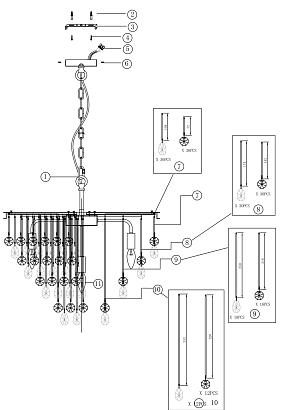подвесной светильник maytoni mod091pl-07ch, доставка по Казахстану 