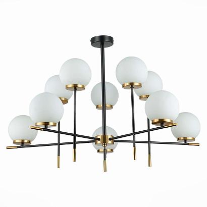 купить SL1203.402.10 Люстра потолочная ST-Luce Черный, Латунь/Белый E27 10*60W в Алматы, svet.kz, доставка по Казахстану 