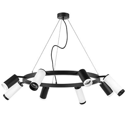 lr01837486476 подвесной светильник rullo 8х50w gu10 черный/белый (571018+214437-4+214486-4+203437-4+203436-4), доставка по Казахстану 