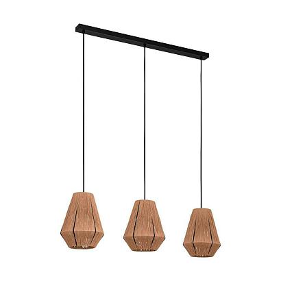 люстры 43786 подвесной потолочный светильник -люстра- alderney, 3х40w, e27, l900, b200, h1100, сталь, черный-текстильная нить, натуральный. предназначен для , доставка по Казахстану 