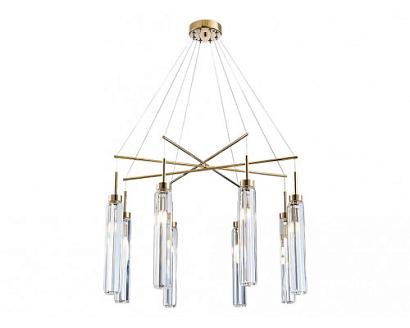 newport 4520 4524+4/s gold , подвесной светильник, gold clear crystal d68.5*h51 cm g9 8*60w, доставка по Казахстану 