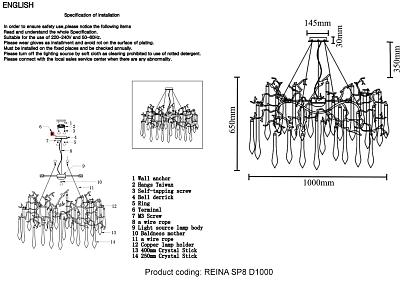 люстра crystal lux reina sp8 d1000 gold pearl crystal lux 3580/308, доставка по Казахстану 