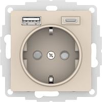 ATLASDESIGN РОЗЕТКА 16А c 2 USB A+C, 5В/2,4А/3,0А, 2х5В/1,5А, механизм, БЕЖЕВЫЙ 