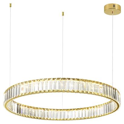 5015/45l l-vision odl23 425 золотой/прозрачный металл/хрусталь люстра led 45w 4000k 5350лм vekia, доставка по Казахстану 