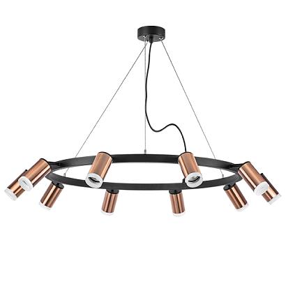 lr0203000 подвесной светильник rullo 10х50w gu10 черный/медь (571020+214430-10+202430-10), доставка по Казахстану 