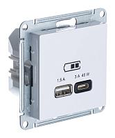 Розетка USB AtlasDesign A + тип-C 45Вт высокоскор.заряд. QC PD механизм лотос SE ATN001329 