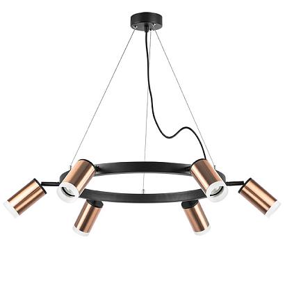 lr0163060 подвесной светильник rullo 6х50w gu10 черный/медь (571016+214430-6+202430-6), доставка по Казахстану 