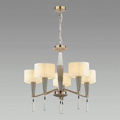 купить 5403/5 CLASSIC ODL_EX23 33 бронзовый/светло-коричневый/кремовый металл/керамика/ткань Люстра E14 5*40W LATTE в Алматы, svet.kz, доставка по Казахстану 