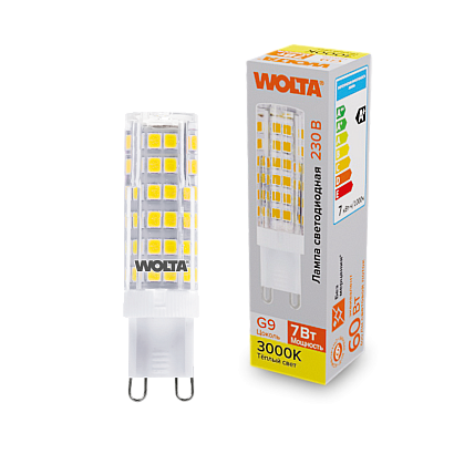 "Светодиодная лампа  WOLTA WSTD-JCD-7W3KG9-C (керамика) ""Капсульная"" JCD 7Вт 600лм 3000K G9 1/10/100/1000" купить в Алматы svet.kz