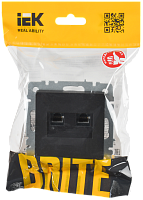 BRITE Роз. комп. 2-ая RJ45 кат.6 РК11-2-БрЧ черн. IEK 