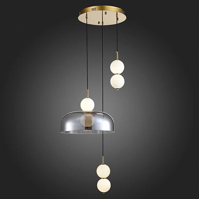 люстры sl6112.203.21 светильник подвесной st-luce золотистый/молочно-белый,прозрачно-дымчатый led *21w, доставка по Казахстану 