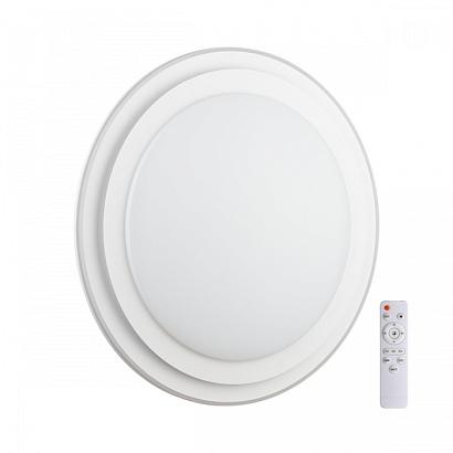 Настенно-потолочные 7617/EL PALE SN 040 Светильник пластик/белый LED 72Вт с ДУ 3000-6000К D510 IP43 пульт ДУ SETTA, доставка по Казахстану 
