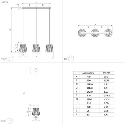 43853 подвесная люстра hykeham, доставка по Казахстану 