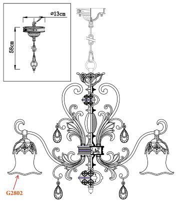 подвесная люстра odeon light safira 2802/8, доставка по Казахстану 