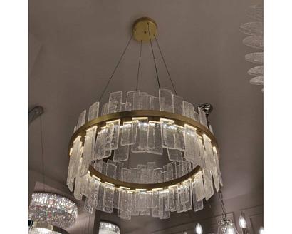 newport 10830 10830/60 new , подвесной светильник, brass clear crystal d60*h30 cm led strip 100w 3000k 9000lm, доставка по Казахстану 