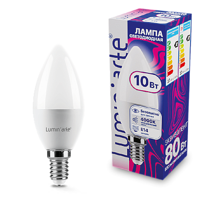 Светодиодная лампа LUMIN'ARTE LSTD-C37-10W4KE14 "Свеча" C37 10Вт 800лм 4000К Е14 1/10/100 купить в Алматы svet.kz