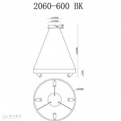 люстры светильник подвесной iledex vision iledex 2060-d600 bk, доставка по Казахстану 