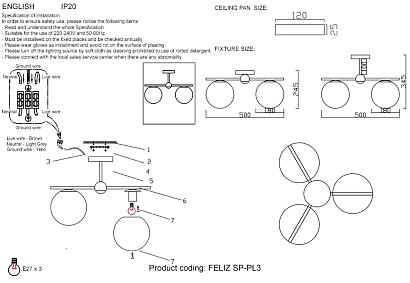 люстра crystal lux люстра feliz sp-pl3 bronze/white crystal lux 0611/303, доставка по Казахстану 