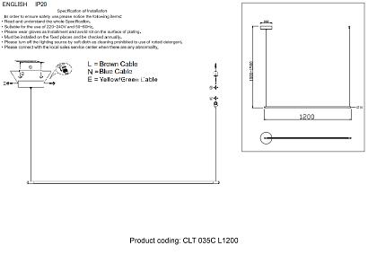 светильник подвесной crystal lux clt 035c l1200 bl crystal lux 1400/226, доставка по Казахстану 