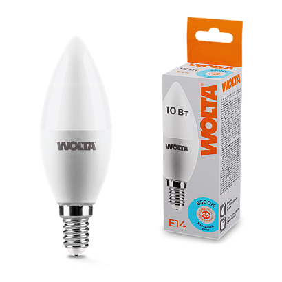 Лампа LED WOLTA C37 10Вт 825лм Е14 6500К   1/50 купить в Алматы svet.kz