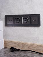 BRITE Роз. с з/к/ш 16А с USB A+A 3,1А РЮш10-2-БрС сталь IEK 