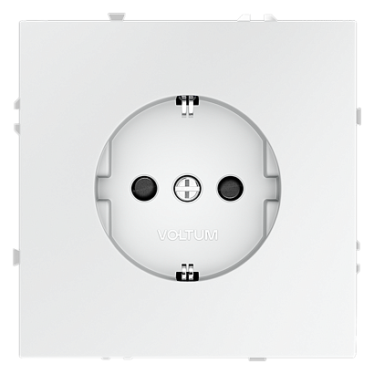 Розетка встраиваемая VOLTUM S70 с заземлением и защитными шторками, 16А, (белый матовый) VLS040202 
