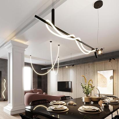 4391/40l hightech черный/металл/канат подвесной св-к ip20 led 40w 1580лм 4000k corda, доставка по Казахстану 