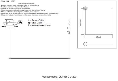 светильник подвесной crystal lux clt 035c l1200 bl crystal lux 1400/226, доставка по Казахстану 