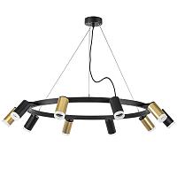 lr0204053750 подвесной светильник rullo 10х50w gu10 черный/золото (571020+214440-5+214437-5+202430-10), доставка по Казахстану 