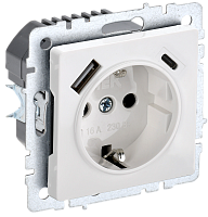 BRITE Роз. с з/к/ш 16А с USB A+C 18Вт РЮш11-1-БрБ бел. IEK 