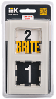 BRITE Рамка 2-мест. РУ-2-2-БрВа стекло ванильный IEK 