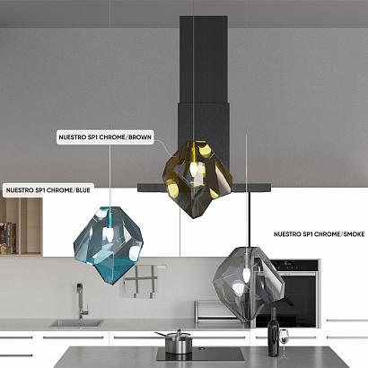 светильник подвесной crystal lux nuestro sp1 chrome/blue crystal lux 3420/201, доставка по Казахстану 