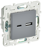 SKANDY Роз. USB A+C 3,1А SK-R14Gr сер. IEK 