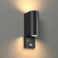 4390/2W HIGHTECH ODL23 561 черный/металл/пвх стойкий к УФ излучению Настенный светильник с датчиком движения IP44 LED GU10 7W MOTTO