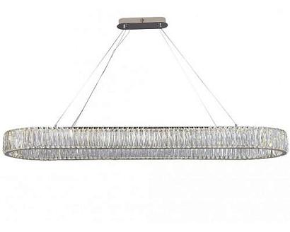 newport 8240 8240/140 oval  , подвесной светильник, chrome сlear crystal l140*w40*h10/250 cm  led stip 3100k 64w 7040lm, доставка по Казахстану 
