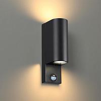 4390/2W HIGHTECH ODL23 561 черный/металл/пвх стойкий к УФ излучению Настенный светильник с датчиком движения IP44 LED GU10 7W MOTTO