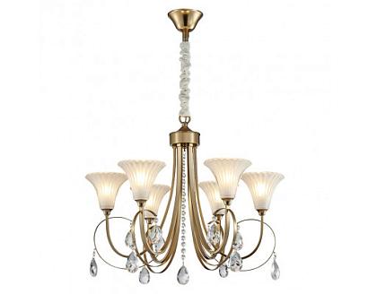люстры newport 4820 4826/c , люстра, french gold clear crystal matt white glass d65*h45/150 cm e14 6*60w, доставка по Казахстану 