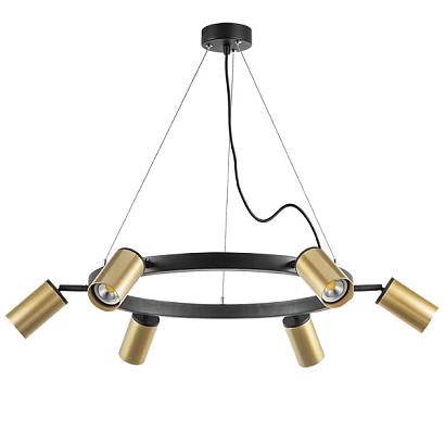 lr016406 подвесной светильник rullo 6х50w gu10 черный/золото (571016+214440-6), доставка по Казахстану 