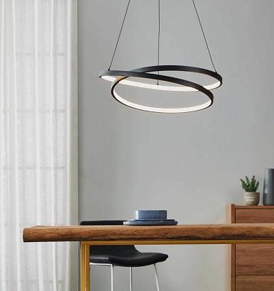 900472 подвесной потолочный светильник ruotale, led 37w, 4800lm, h1500, ?550, алюминий, сталь, черны, доставка по Казахстану 