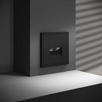 Розетка телевизионная встраиваемая VOLTUM S70 TV+RJ45 кат. 6, (черный матовый) 