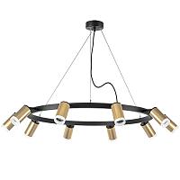lr0204000 подвесной светильник rullo 10х50w gu10 черный/золото (571020+214440-10+202430-10), доставка по Казахстану 