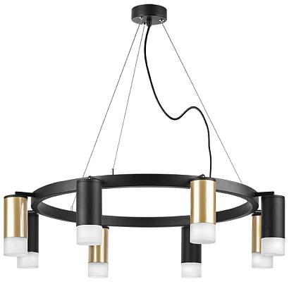 lr0184043741 подвесной светильник rullo 8х50w gu10 черный/золото (571018+214440-4+214437-4+202431-8), доставка по Казахстану 