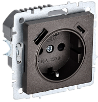 BRITE Роз. с з/к/ш 16А с USB A+C 18Вт РЮш11-1-БрТБ бр. IEK 