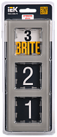BRITE Рамка 3-мест. РУ-3-2-БрД стекло дым. IEK 