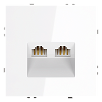 Розетка компьютерная встраиваемая VOLTUM S70 двойная RJ45+RJ45 кат.6, (белый глянцевый) VLS060201 